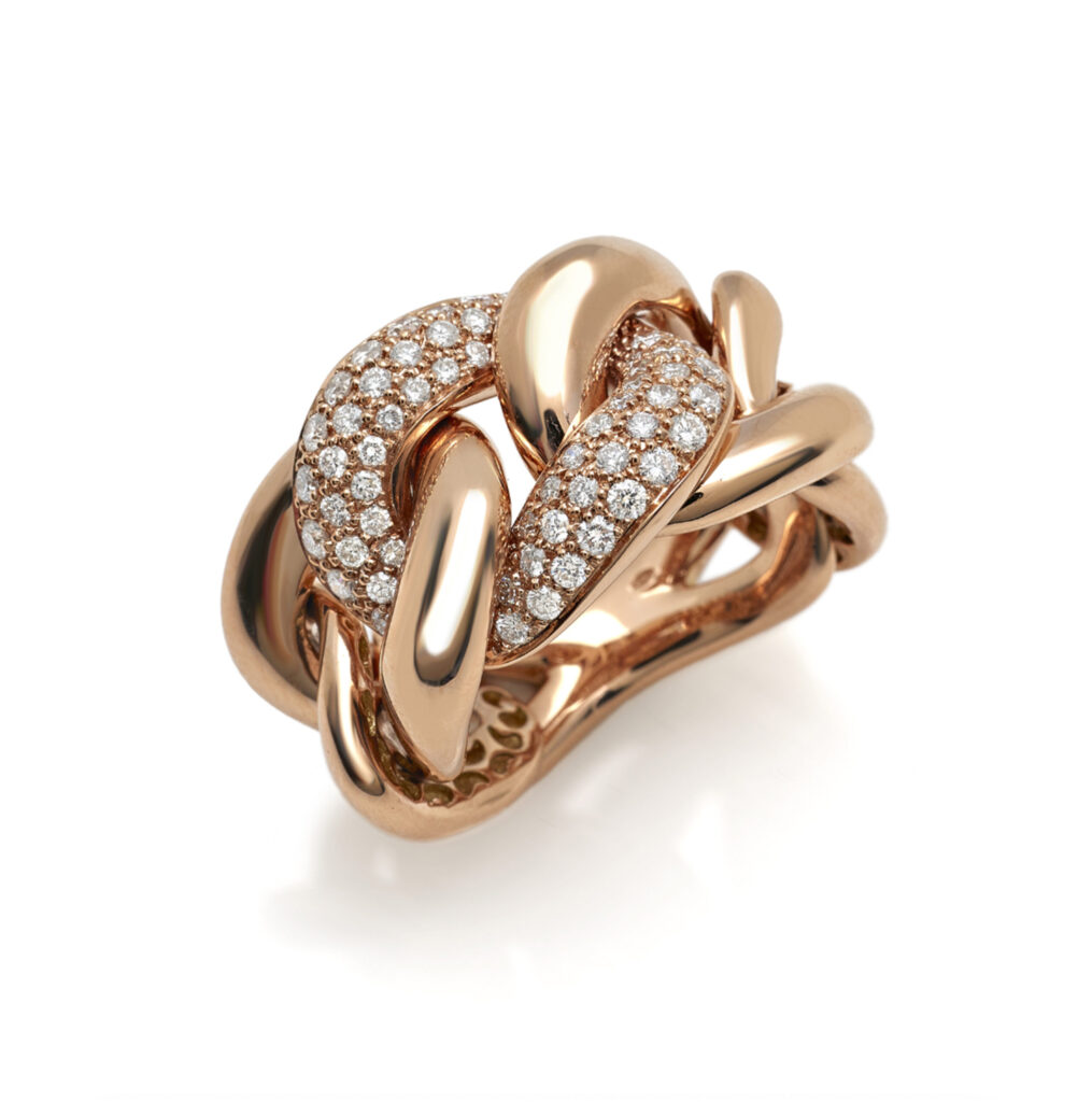 Rosé gold chain ring