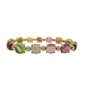 Pink and green tourmalines with diamonds