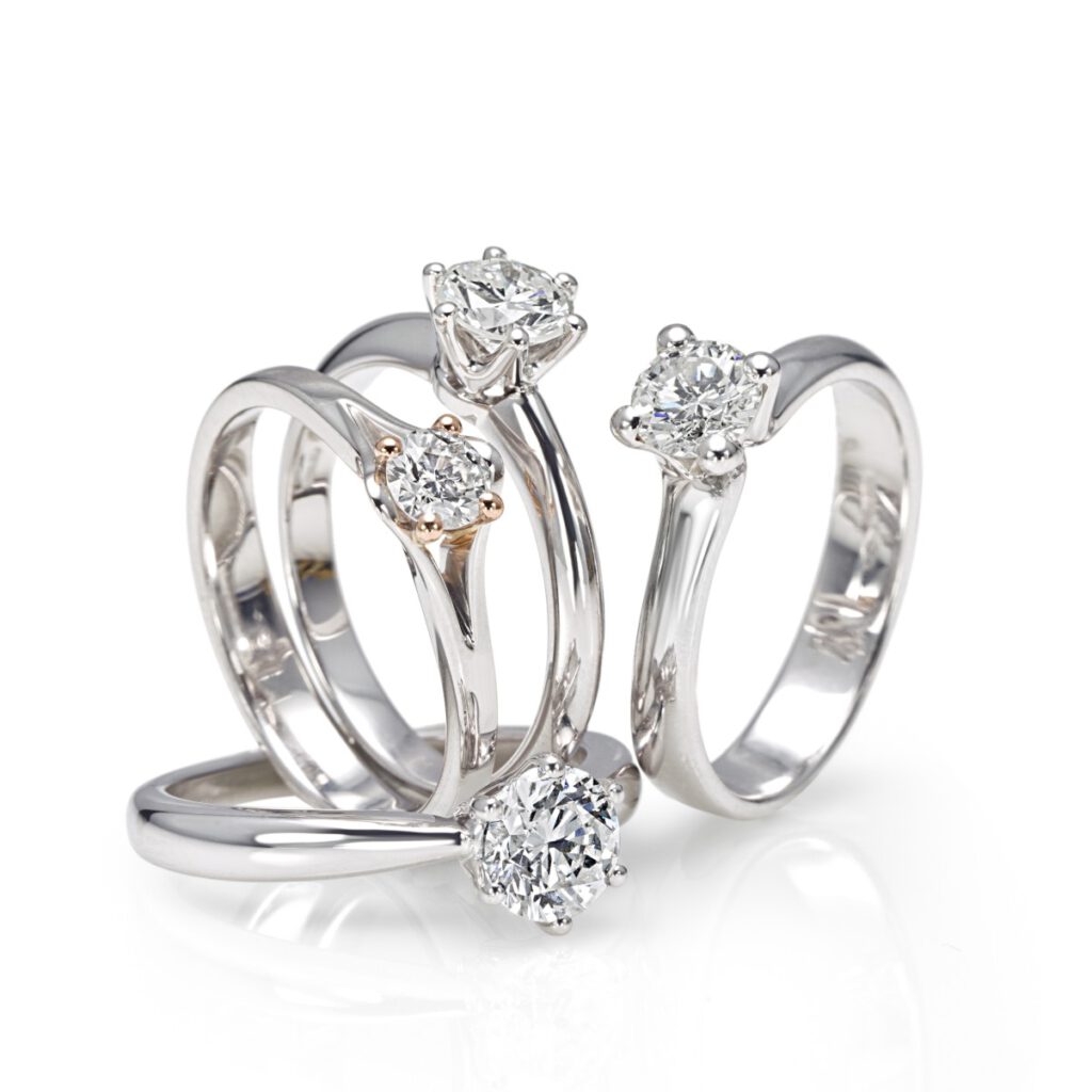 White golden solitaire rings