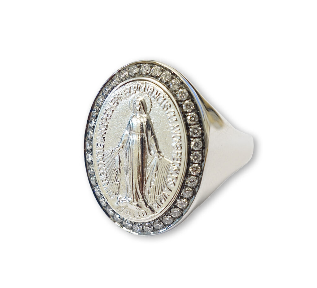 White golden ring with diamonds