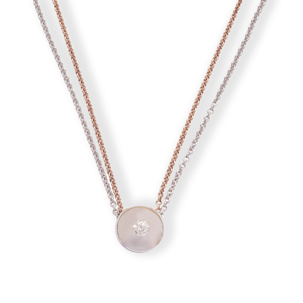 Bicolor necklace with diamond pendant