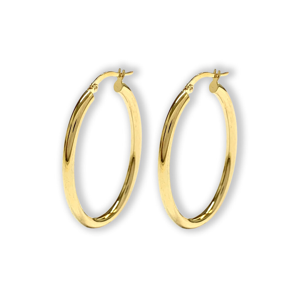 Yellow golden earrings, oval