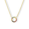 Yellow golden necklace with rainbow gemstones