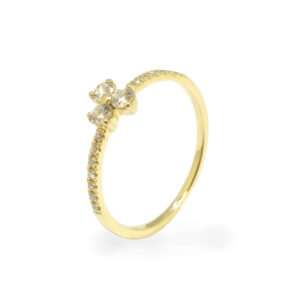 Yellow golden ring with diamonds