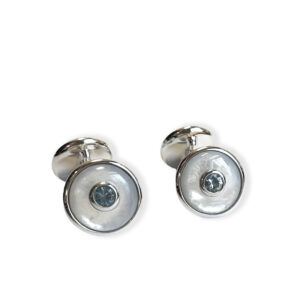 Cufflinks with mother-of-pearl and topaz