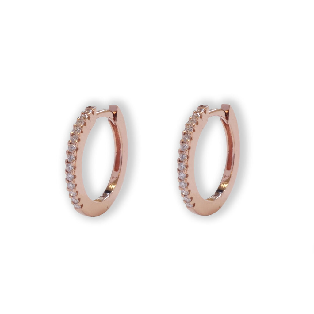 Rosé golden earrings with diamonds