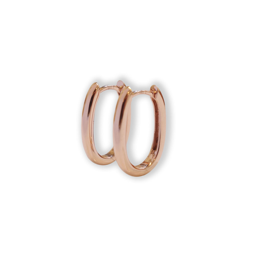 Rosé golden earrings, oval
