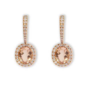 Rosé golden earrings with morganite and diamonds