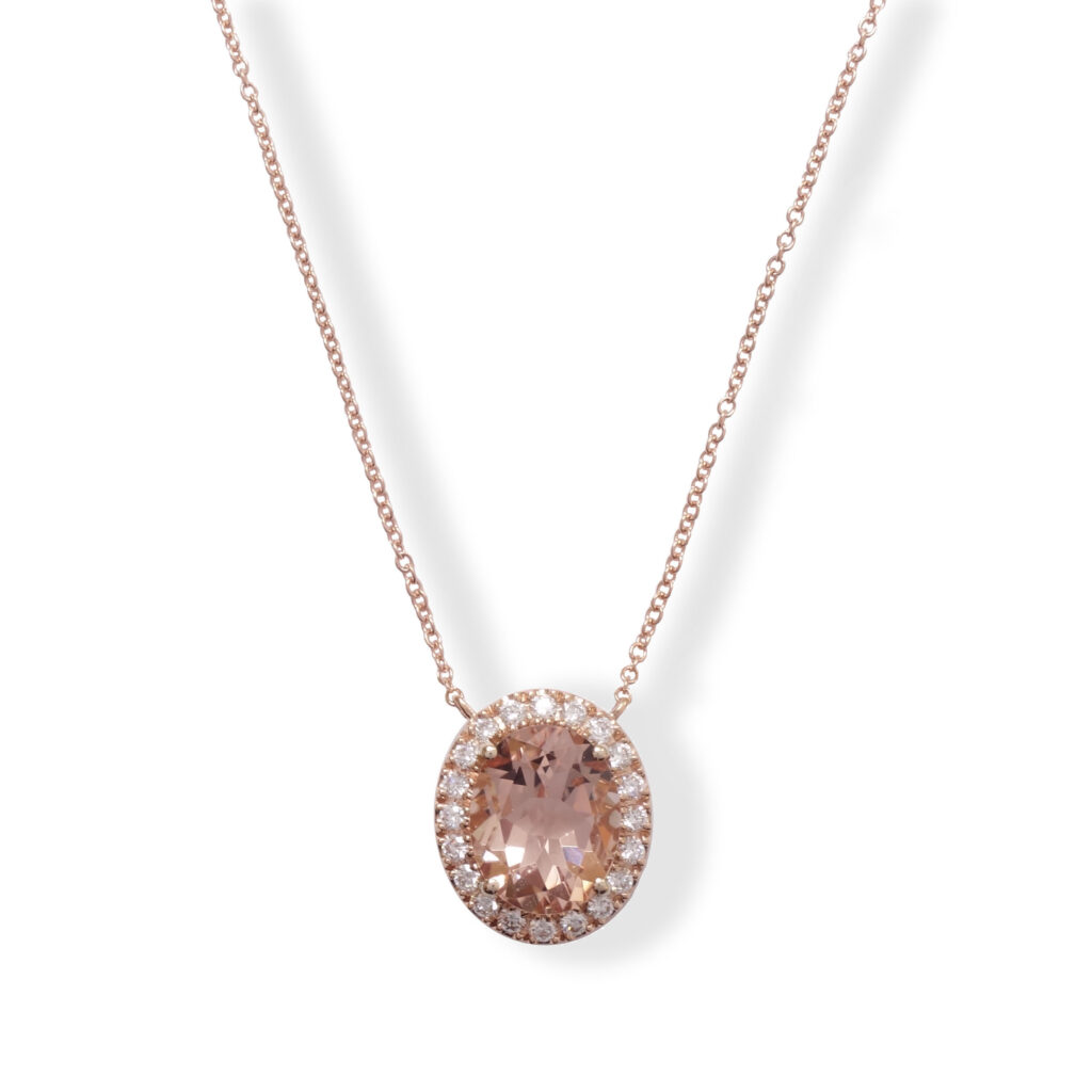 Rosé golden necklace with morganite and diamonds