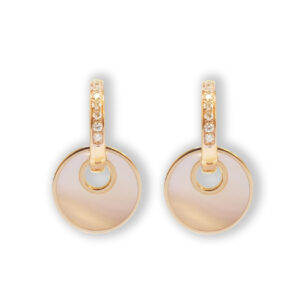 Rosé golden earrings with mother-of-pearl and diamonds