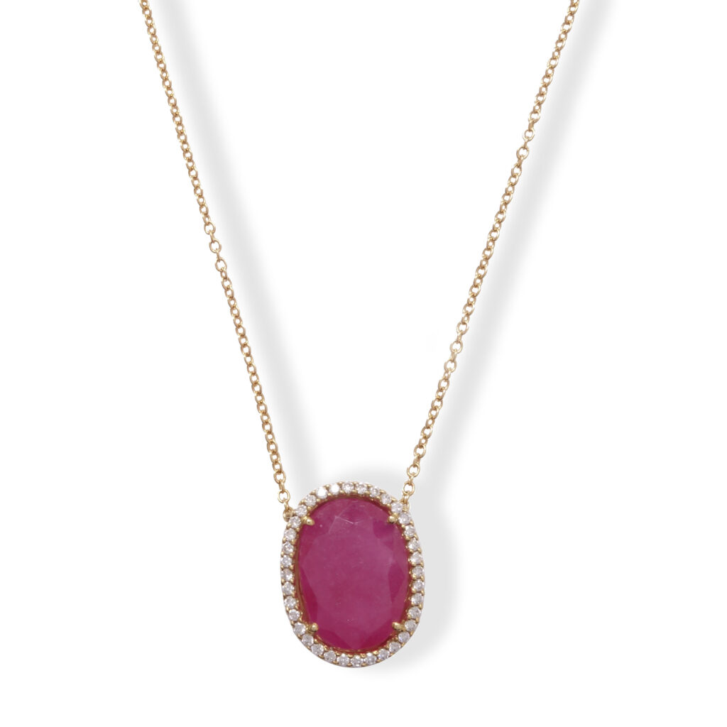 Rosé golden necklace with ruby and diamonds