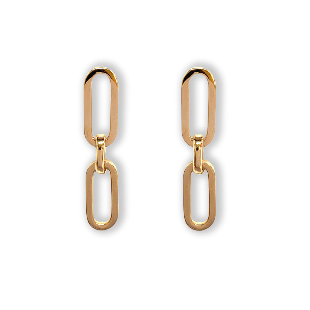 Rosé golden earrings, chain shaped