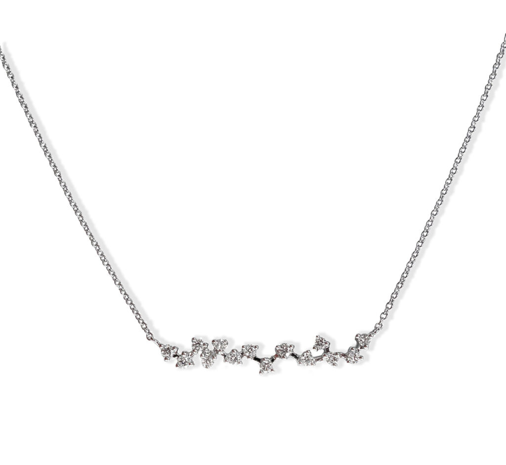 White golden necklace with diamonds