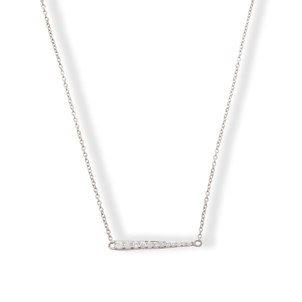 White golden necklace with diamonds
