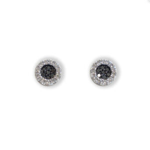 White golden earstuds with black sapphires and diamonds