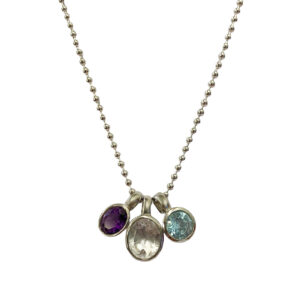 Silver necklace with gemstone pendants