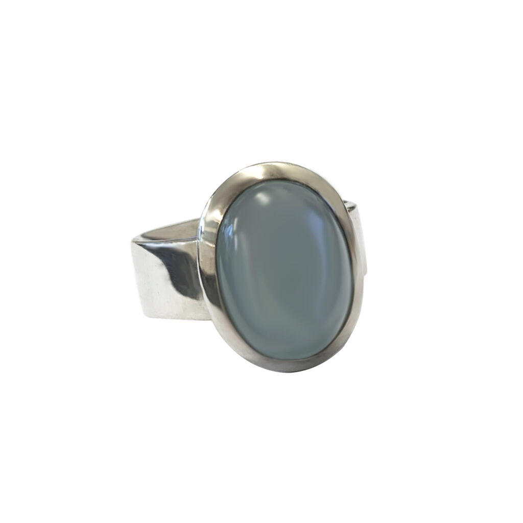 Silver ring with aquamarine