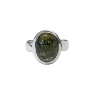 Silver ring with green tourmaline