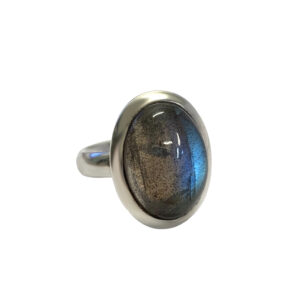 Silver ring with labradorite