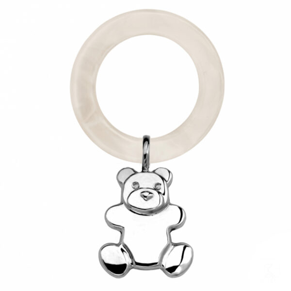 Silver rattle teddy bear