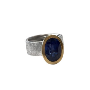 Silver ring with blue sapphire