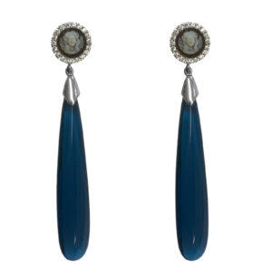 Silver earrings with blue pendant