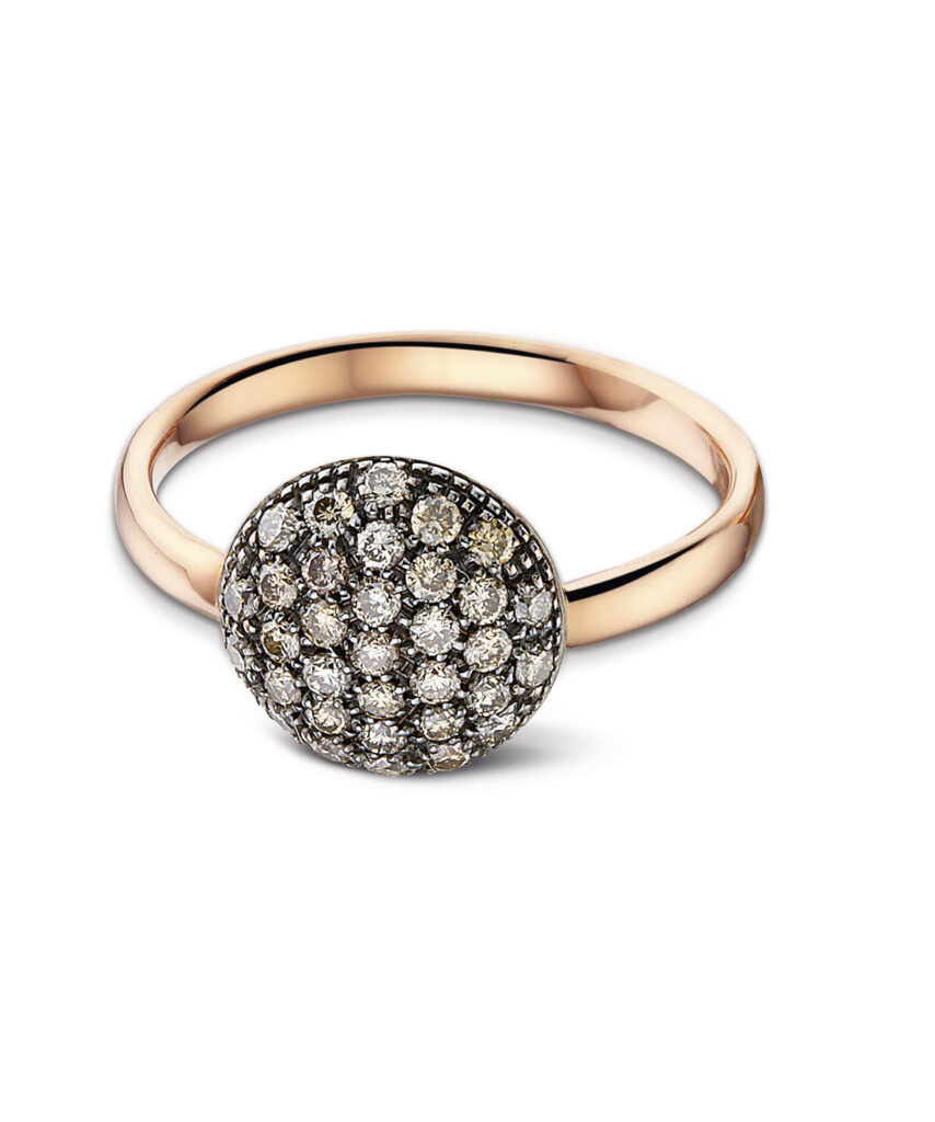 Rose golden ring with champagne diamonds