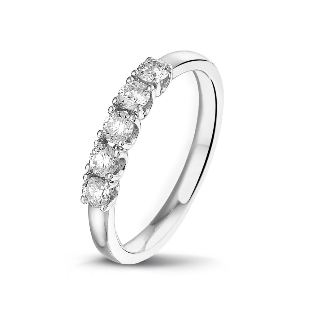 White golden alliance ring with diamonds