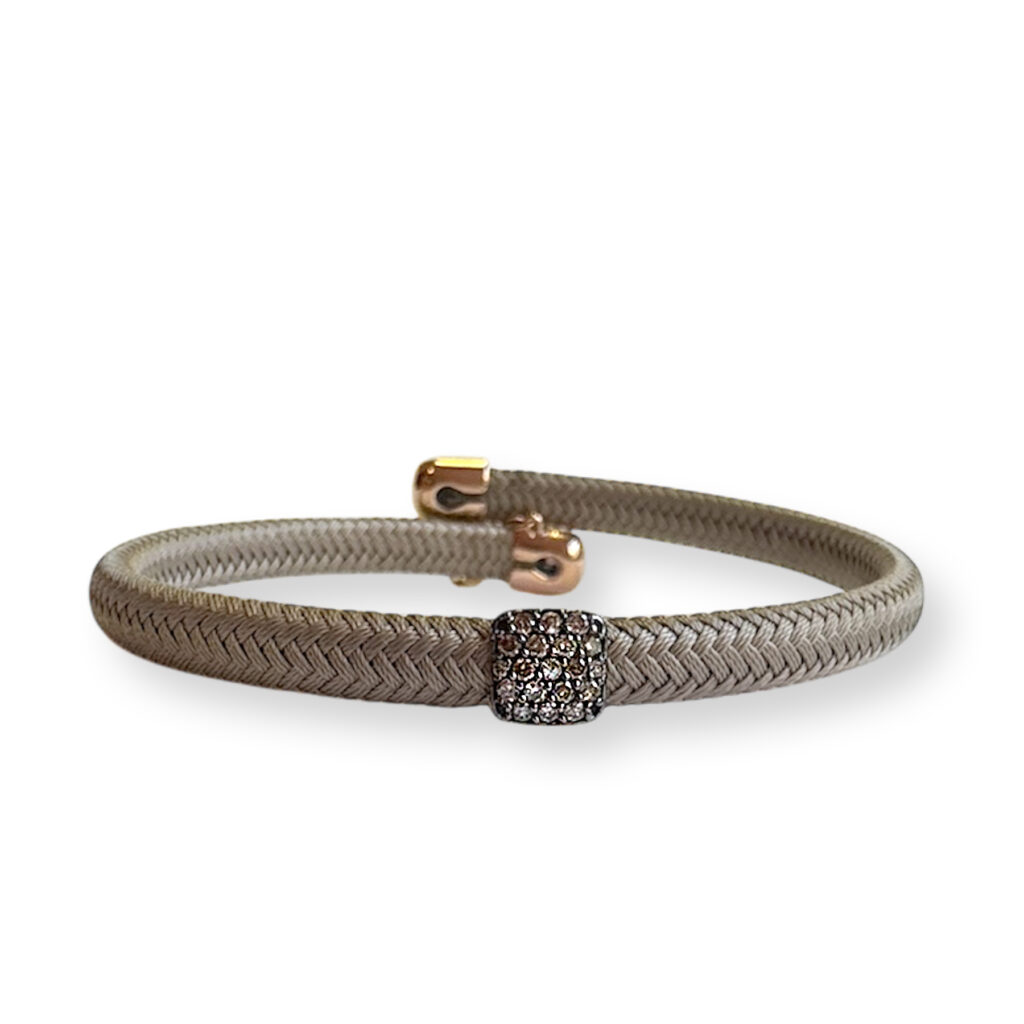 Cord bracelet with rose gold and diamonds