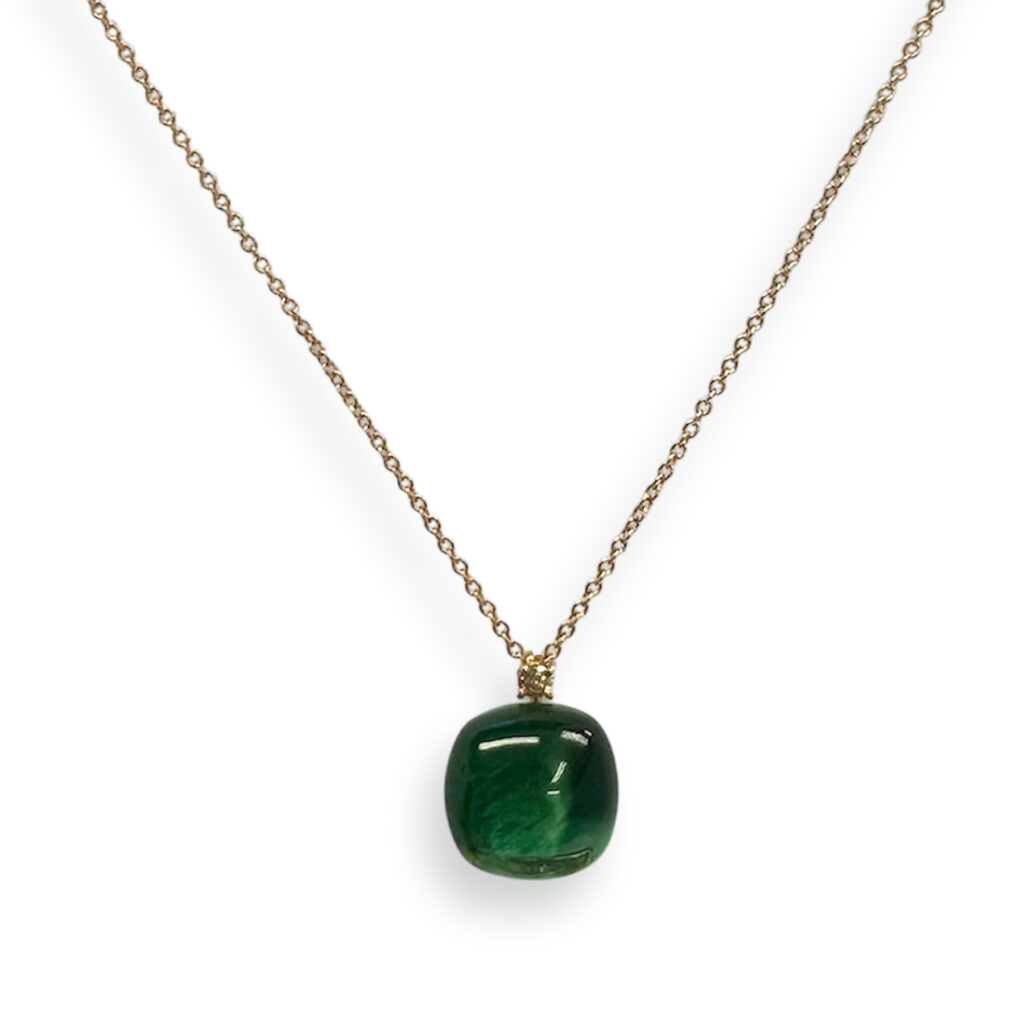 Rosé golden necklace with hydroquartz and champagne diamond