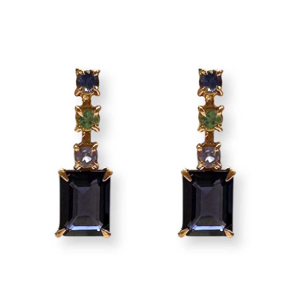 Rosé golden earrings with natural gemstones