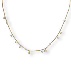 Yellow golden necklace with diamonds