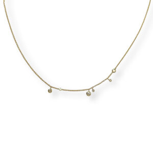 Yellow golden necklace with diamonds