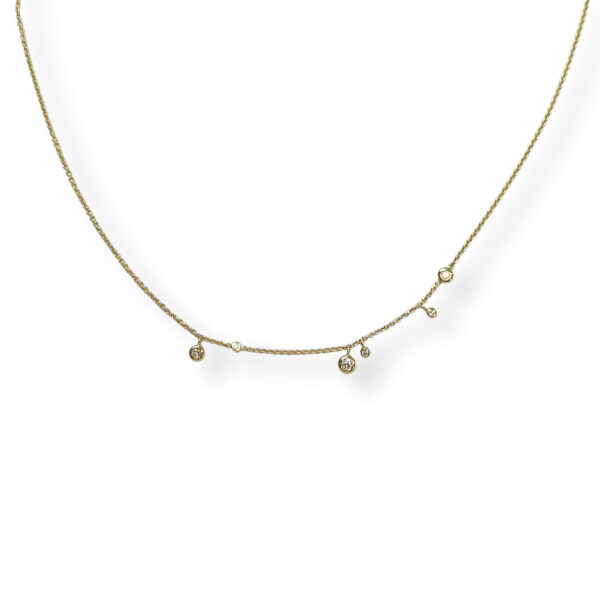 Yellow golden necklace with diamonds