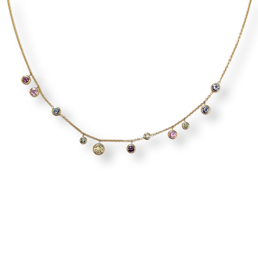 Rose golden necklace with sapphires