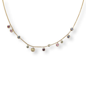 Rose golden necklace with sapphires