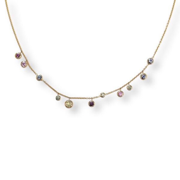 Rose golden necklace with sapphires